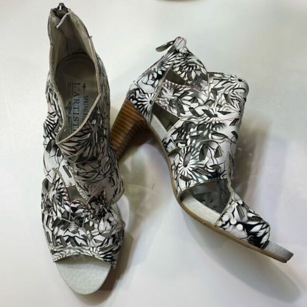 L’Artistic Womens Spring Step Amora Hand Painted Leather Sandal Heel Sz 10.5 - Picture 1 of 14